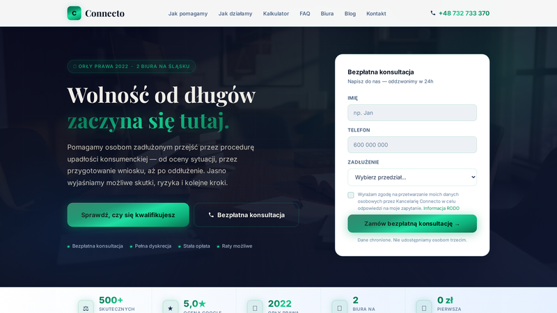 Connecto — strona dla kancelarii prawnej